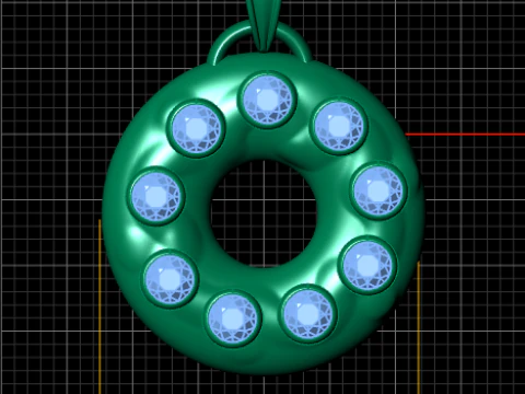 GOLD ROUND DIAMOUND PENDANT 3D Print Model