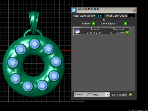 GOLD ROUND DIAMOUND PENDANT 3D 프린트 모델