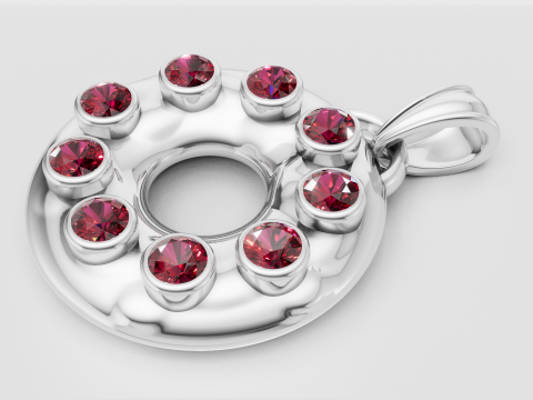 GOLD ROUND DIAMOUND PENDANT 3D 프린트 모델
