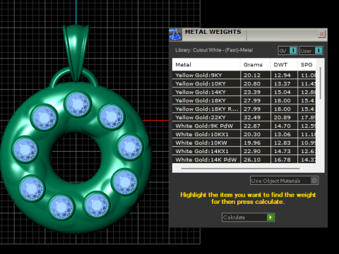 GOLD ROUND DIAMOUND PENDANT 3D 프린트 모델
