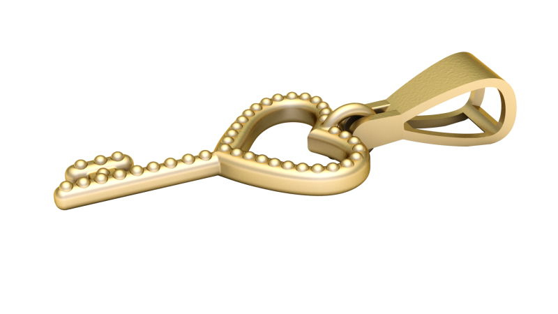 HEART KEY GOLD PENDANT 3D Print Model .c4d .max .obj .3ds .fbx .stl .blend