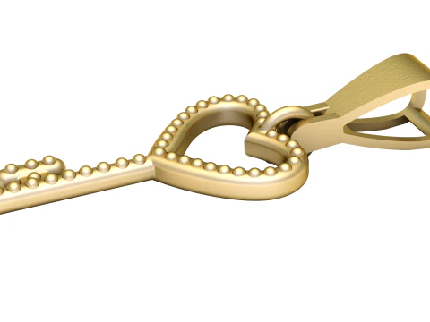 ハートキーゴールドペンダント 3Dプリントモデル