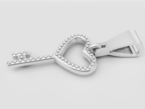 HEART KEY GOLD PENDANT 3D Print Model