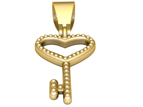 HEART KEY GOLD PENDANT 3D Print Model