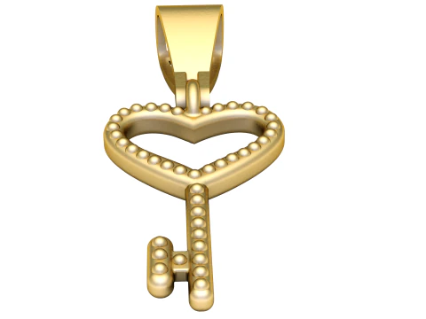HEART KEY GOLD PENDANT 3D Print Model