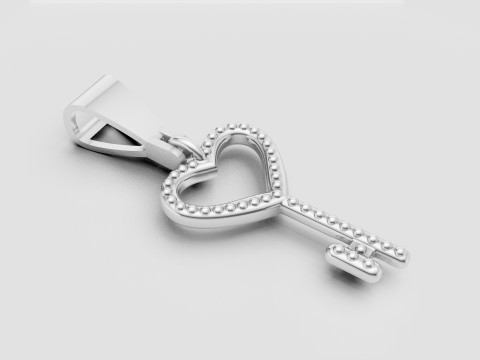HEART KEY GOLD PENDANT 3D Print Model