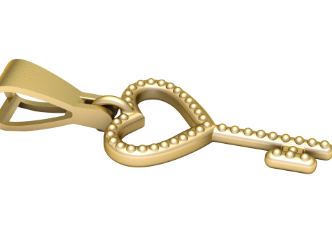 HEART KEY GOLD PENDANT 3D Print Model