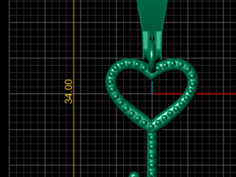 HEART KEY GOLD PENDANT 3D Print Model