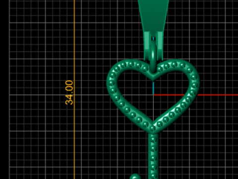 HEART KEY GOLD PENDANT 3D Print Model