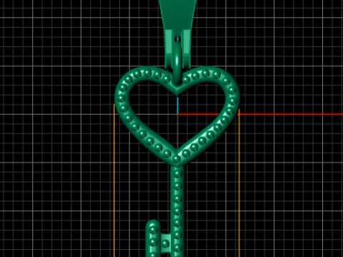 HEART KEY GOLD PENDANT 3D Print Model