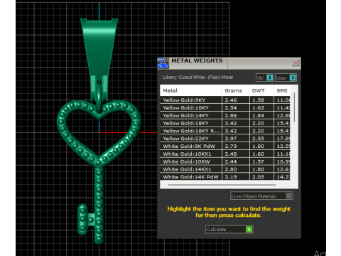 HEART KEY GOLD PENDANT 3D Print Model