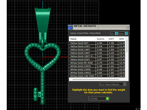 HEART KEY GOLD PENDANT 3D Print Model