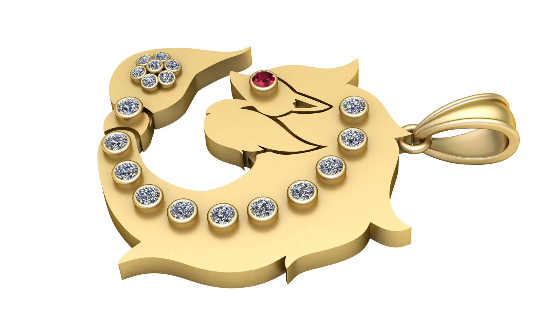 SHARK GOLD PENDANT 3D Print Model .c4d .max .obj .3ds .fbx .stl .blend 