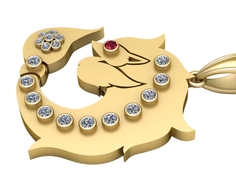 シャークゴールドペンダント 3Dプリントモデル