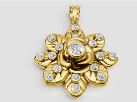 フラワーデザインペンダント3Dプリント可能モデル 3Dプリントモデル