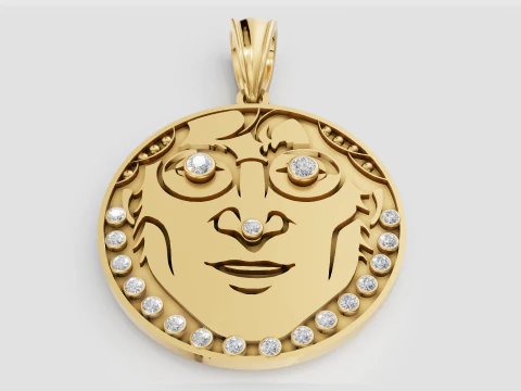 フェイス ゴールド ペンダント 3Dプリントモデル