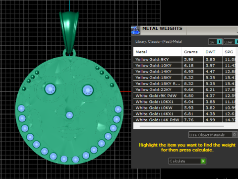 FACES GOLD PENDANT 3D-Druckmodell
