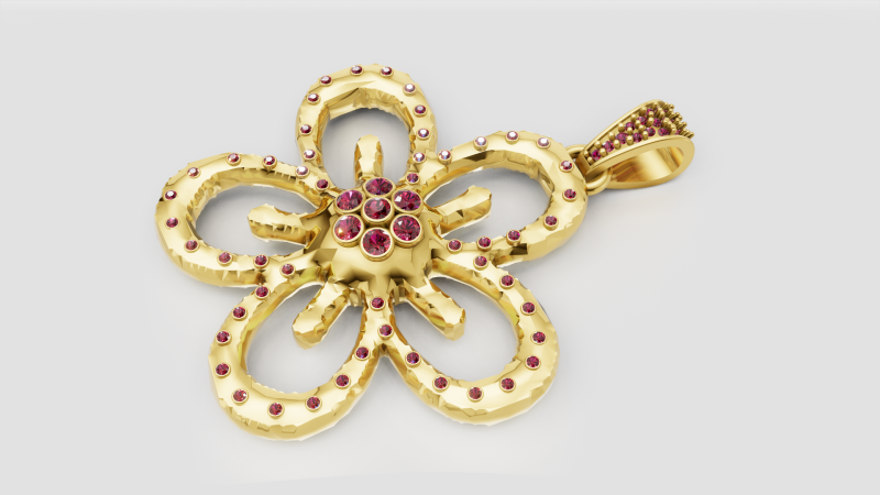 Flower pendant 3D Printable Model 3D printmodel .c4d .max .obj .3ds .fbx .stl .blend 