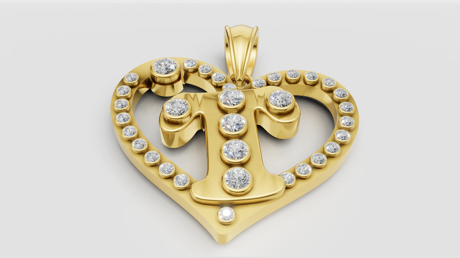 HEART LEAVES GOLD PENDANT 3D Print Model .c4d .max .obj .3ds .fbx .stl .blend 
