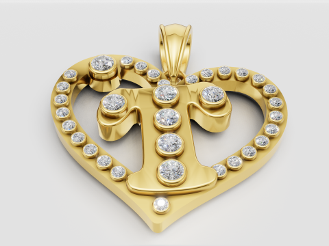HEART LEAVES GOLD PENDANT 3D Print Model