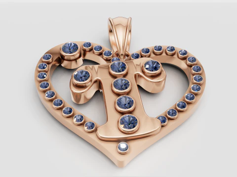HEART LEAVES GOLD PENDANT 3D Print Model