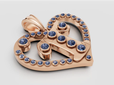 HEART LEAVES GOLD PENDANT 3D Print Model