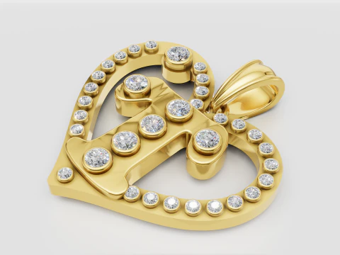HEART LEAVES GOLD PENDANT 3D Print Model