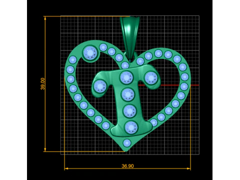 HEART LEAVES GOLD PENDANT 3D Print Model