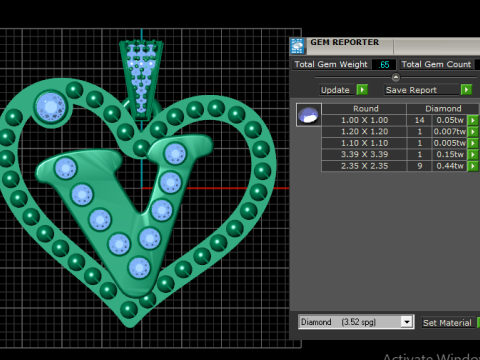 V Heart Old Pendant 3D Printable Model Modelo de Impressão 3D