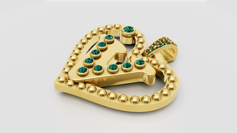 V Heart Old Pendant 3D Printable Model Modelo de Impressão 3D .c4d .max .obj .3ds .fbx .stl .blend