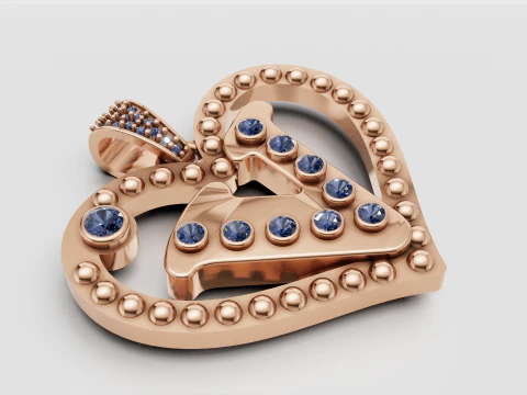 V Heart Old Pendant 3D Printable Model 3D Print Model