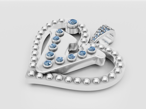 V Heart Old Pendant 3D Printable Model Modelo de Impressão 3D