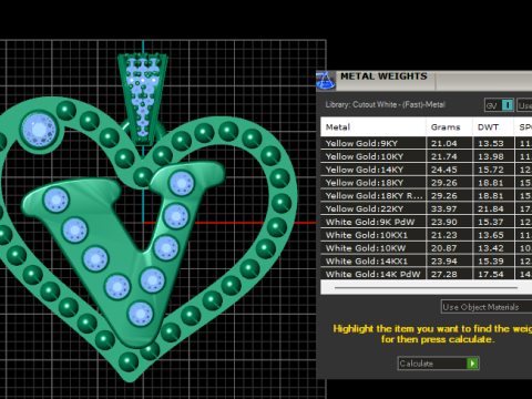 V Heart Old Pendant 3D Printable Model Modelo de Impressão 3D