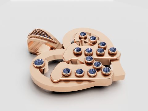 W HEART GOLD PENDANT 3D Print Model