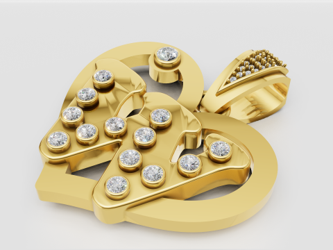 W HEART GOLD PENDANT 3D Print Model