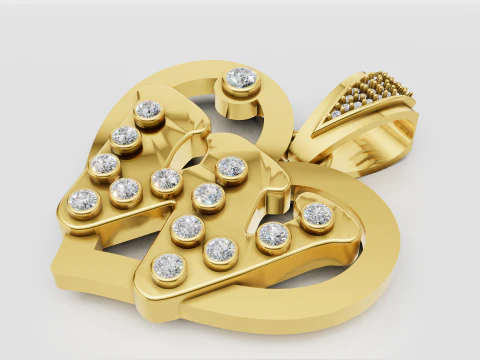 W HEART GOLD PENDANT 3D Print Model