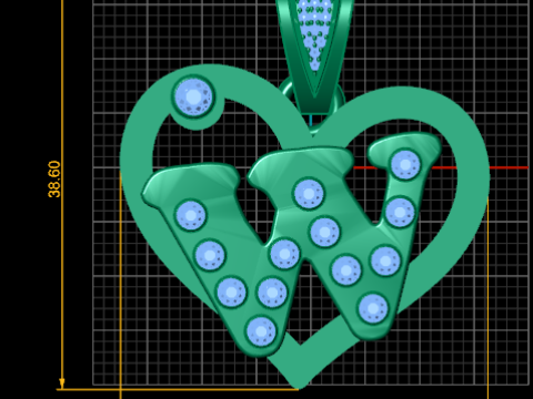 W HEART GOLD PENDANT 3D Print Model
