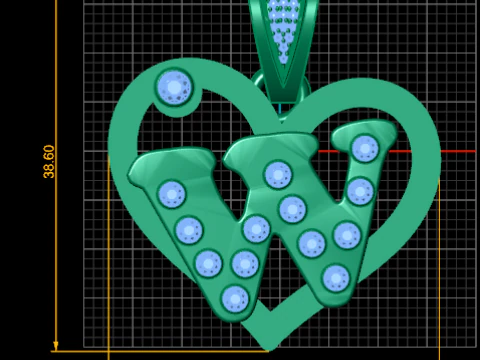 W HEART GOLD PENDANT 3D Print Model