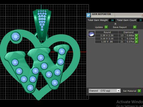 W HEART GOLD PENDANT 3D Print Model