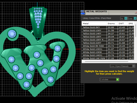W HEART GOLD PENDANT 3D Print Model