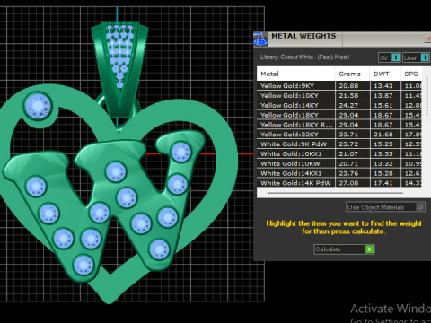 W HEART GOLD PENDANT 3D Print Model