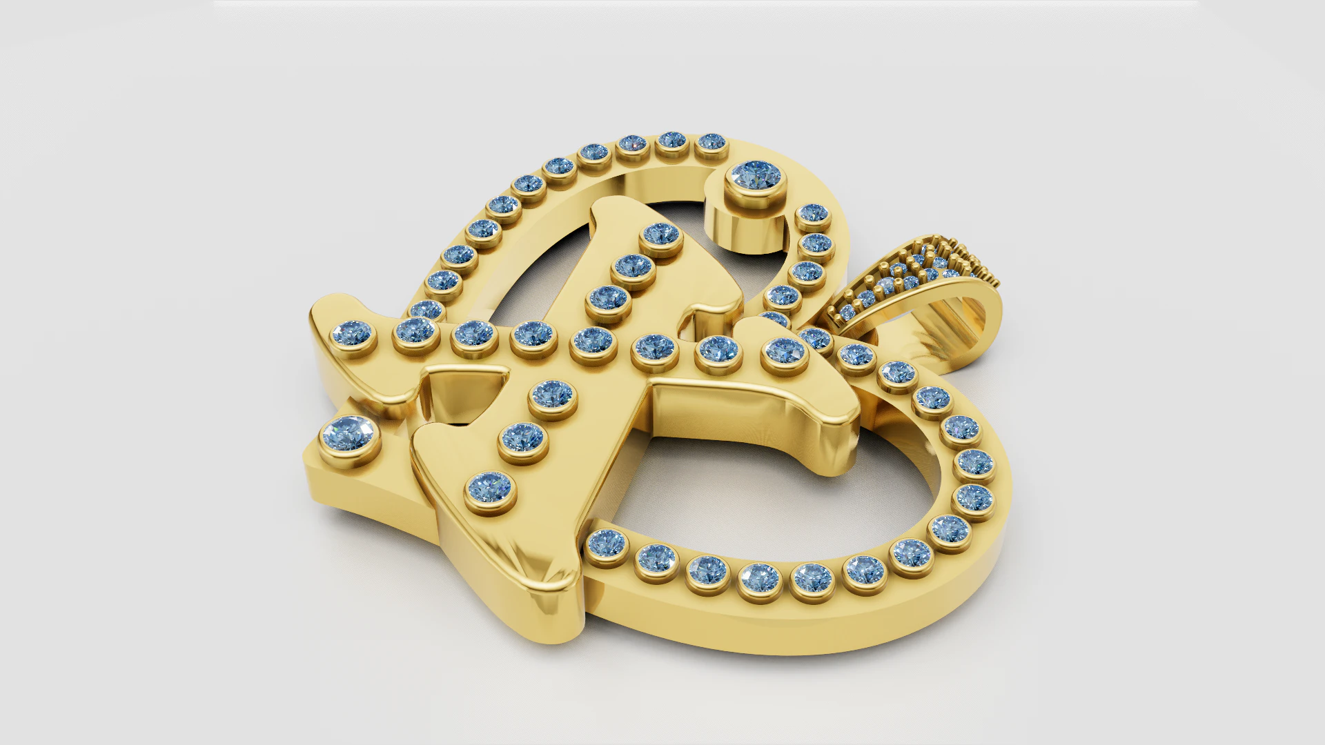 X HEART GOLD PENDANT 3D Print Model .c4d .max .obj .3ds .fbx .stl .blend