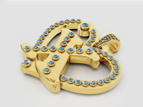 X HEART GOLD PENDANT 3D Print Model