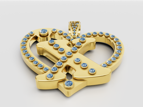 X HEART GOLD PENDANT 3D Baskı Modeli
