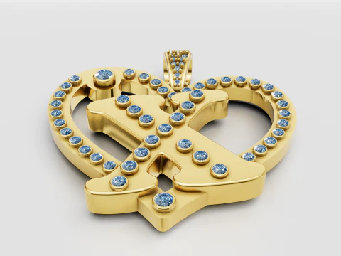X HEART GOLD PENDANT 3D Print Model