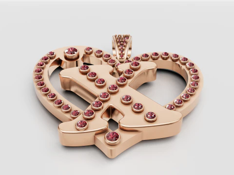X HEART GOLD PENDANT 3D Print Model