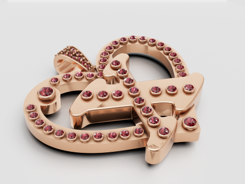 X HEART GOLD PENDANT 3D Baskı Modeli