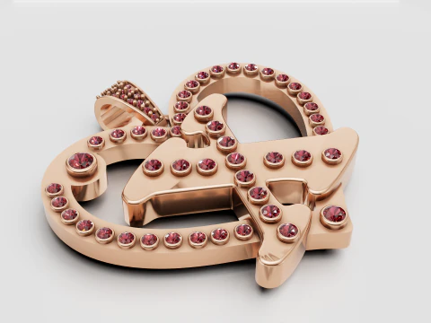 X HEART GOLD PENDANT 3D Print Model