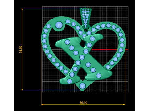 X HEART GOLD PENDANT 3D Baskı Modeli