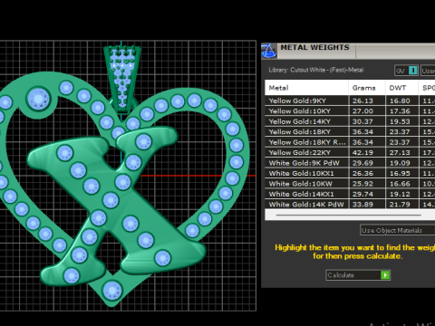 X HEART GOLD PENDANT 3D Baskı Modeli